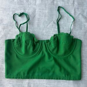 Adika Green Lace Trim Crop Top